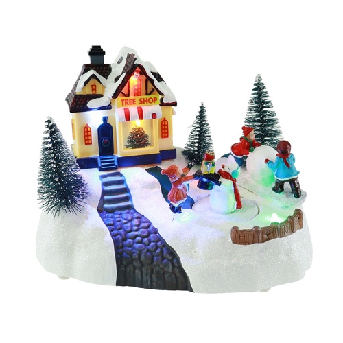 Village Scene w. Yellow House 20cm