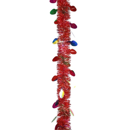 Red Fine Cut Tinsel w. Bulbs 2m