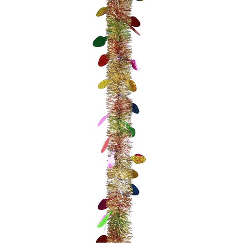 Champagne Fine Cut Tinsel w. Bulbs 2m