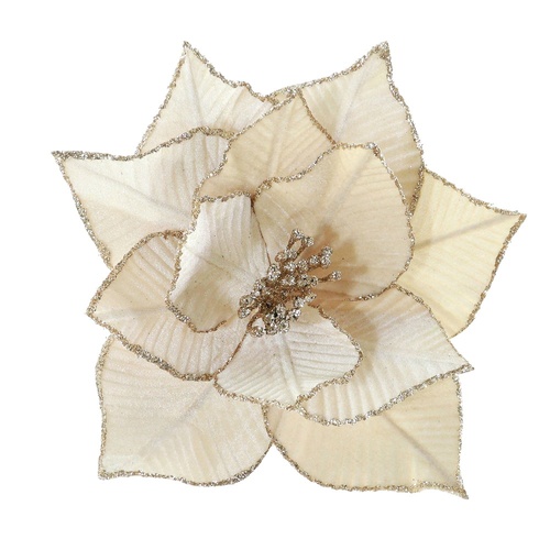 Ivory Luxe Velvet Poinsettia Clip 28cm