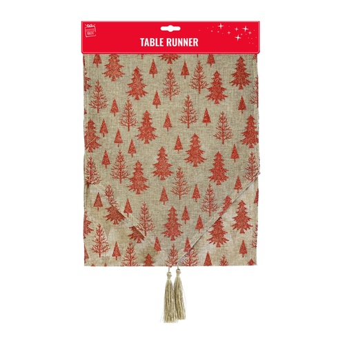 Tree Table Runner w. Gold Tassel 180cm