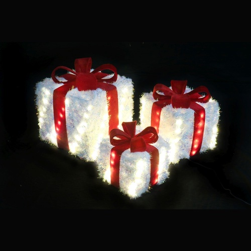 Filled Iridescent Tinsel Presents 3pc