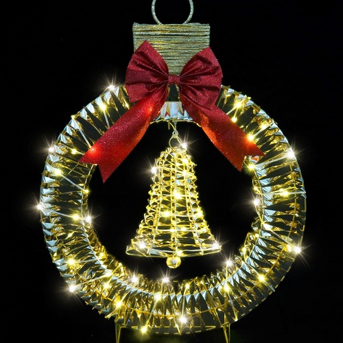 LED Metallic Twist Bauble w. Spinning Bell 93cm