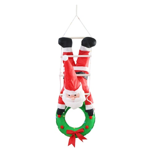 LED Santa Hanging w. Wreath 80cm