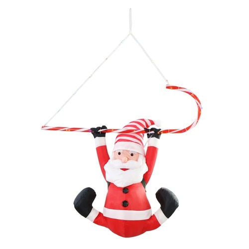 LED Santa Hanging w. Candycane 80cm