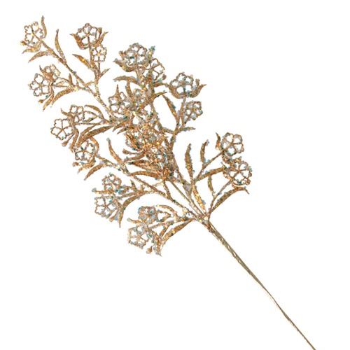 Sequin Leaf Spray Champagne 64cm