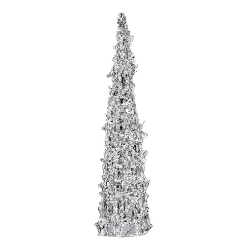 Ice Glitter Cone Tree Silver 46cm