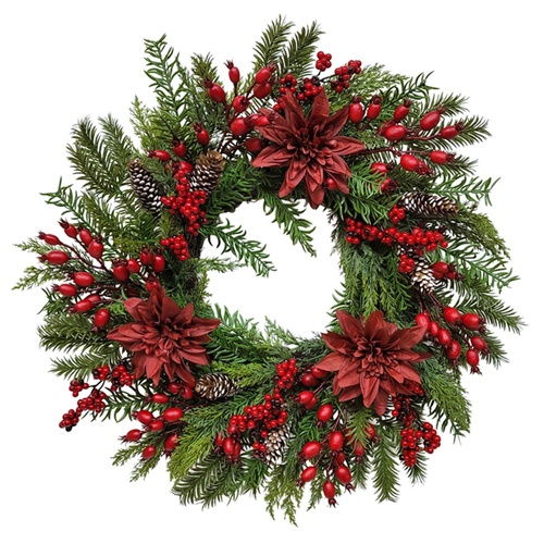 Burgundy Berry Wreath 61cm