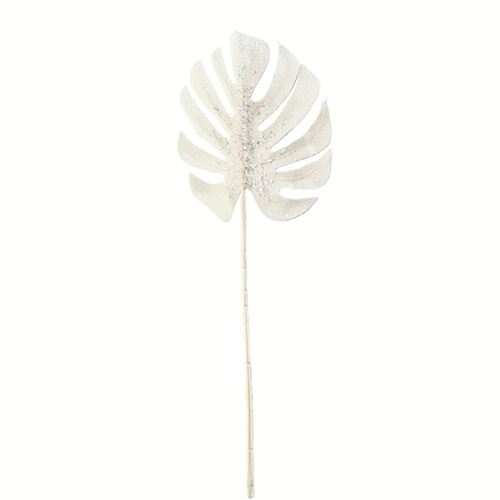 Palm Leaf Spray White 74cm