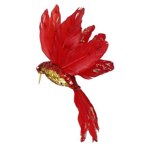 Sequin Hummingbird Red 18cm