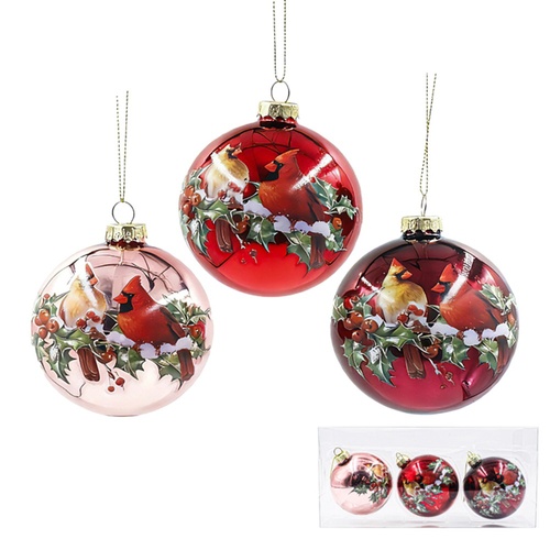 Baubles Red & Pink 8cm Set of 3