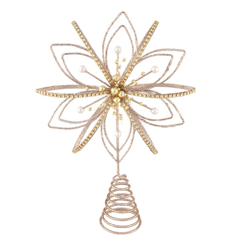 Flowerburst Tree Topper Gold 31cm