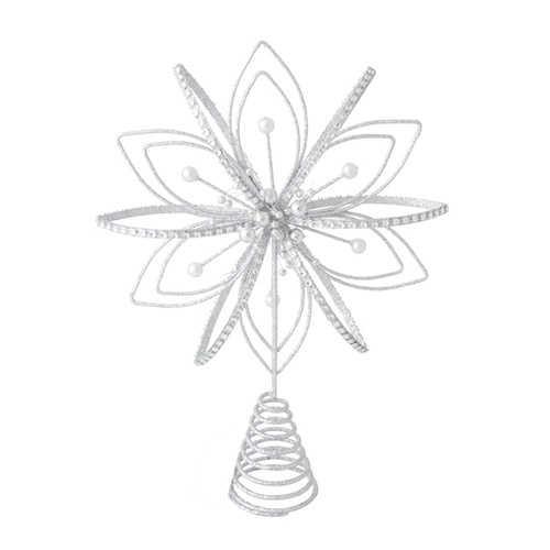 Flowerburst Tree Topper Silver 31cm