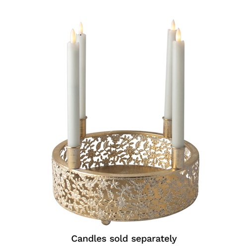 Metal Candle Wreath Champagne 29cm
