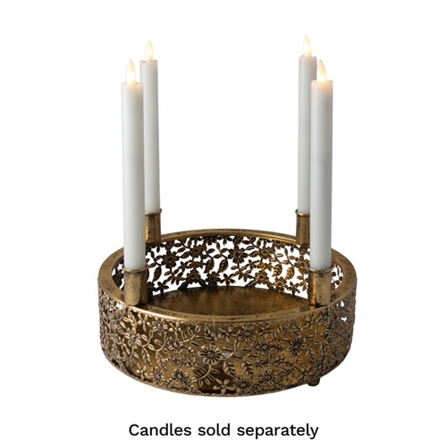 Metal Candle Wreath Gold 29cm