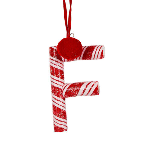 Candy Cane Letter F Hanging 10cm