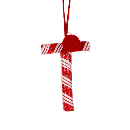 Candy Cane Letter T Hanging 10cm