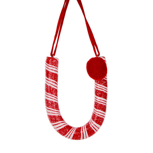 Candy Cane Letter U Hanging 10cm