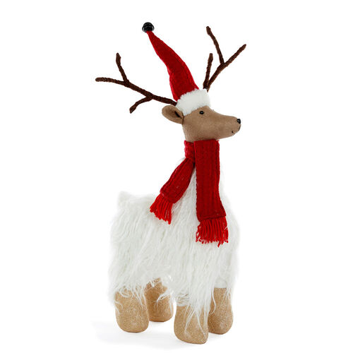 Large Reindeer with Scarf White 45cm