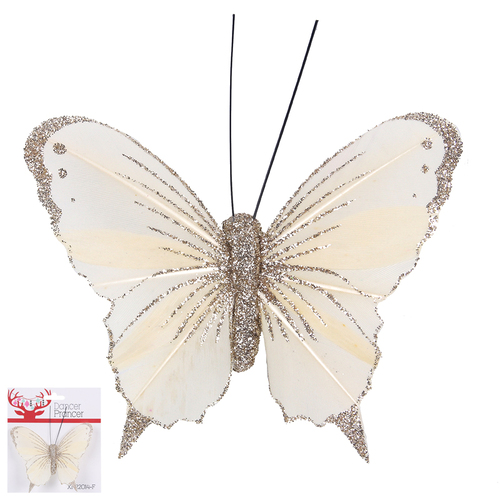 Ivory Feather Butterfly Clip 10cm