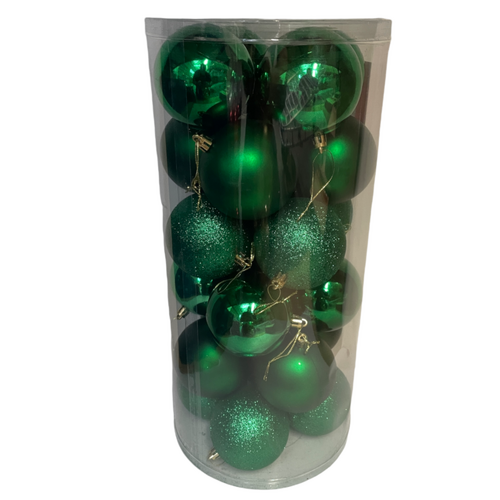 Green Baubles 8cm 24pk