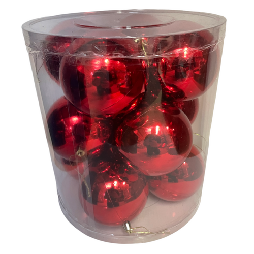 Red Gloss Baubles 10cm 12pk