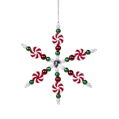 Red, White & Green Candy Snowflake 17cm