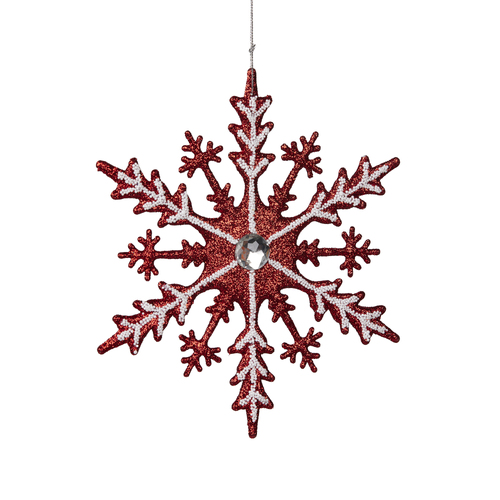 Red & White Snowflake & Jewel Centre 20cm