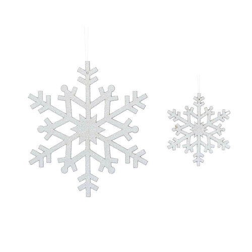 Glittered Snowflakes White 12cm
