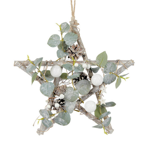 Snowy Eucalypt Star Hanging 30cm