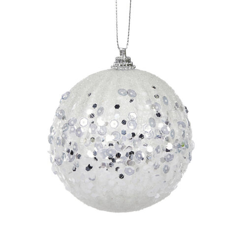 White Wrapped Bauble 8cm