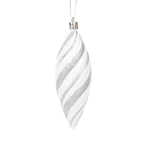 Silver Glitter Drop Bauble 8cm