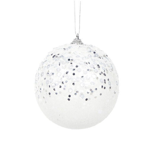 White Glitter Bauble 10cm