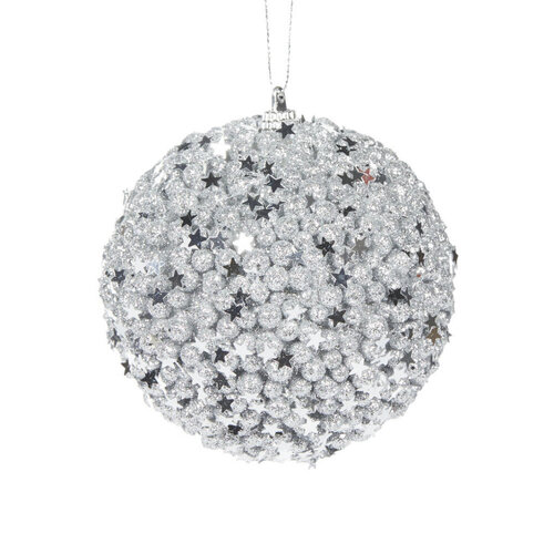 Silver Stars Bauble 10cm