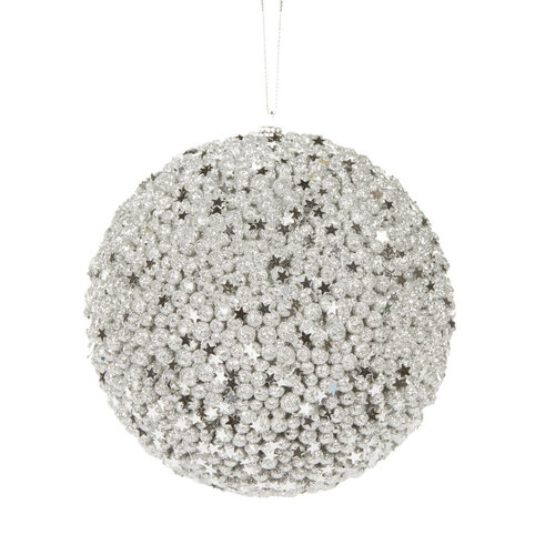 XL Silver Stars Bauble 15cm