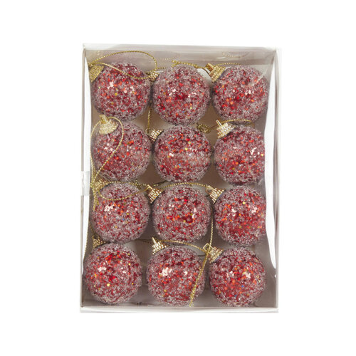 Mini Red Sugar Baubles 12pk 4cm