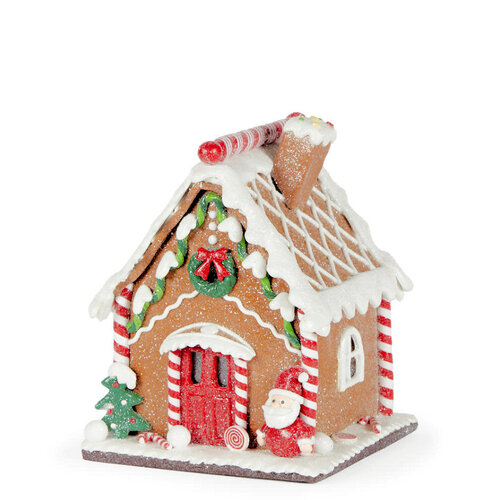 LED Gingerbread House w. Wreath 16cm