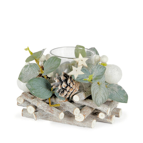 Snowy Eucalypt T-Light Holder 16cm