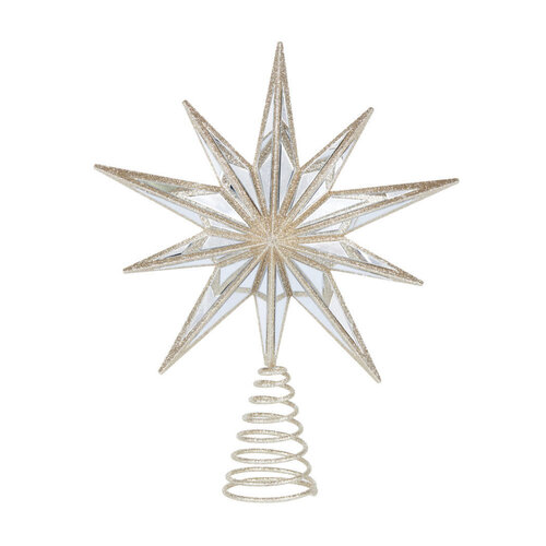 9 Point Mirrored Tree Topper Star Champagne 31cm