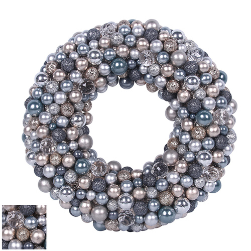 Silver Glitter Balls Wreath 32cm