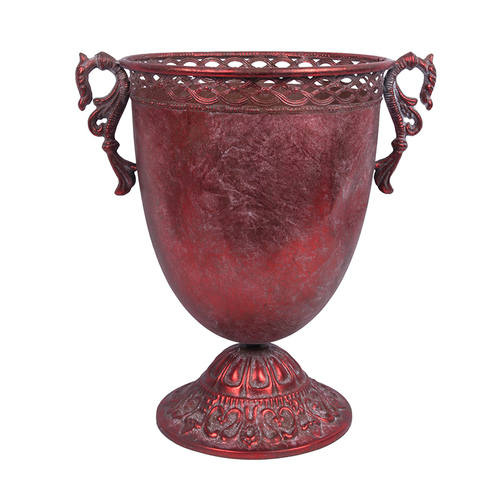 Red Metal Footed Metal Pot 36cm