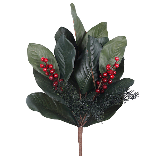 Magnolia Leaves Bunch Red Berries 48cm