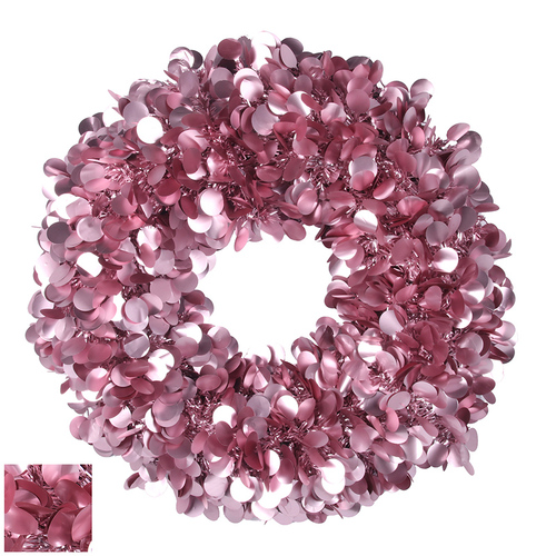 Rose Gold Tinsel Wreath 45cm