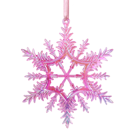 Pink Iridescent Snowflake Hanging 13cm