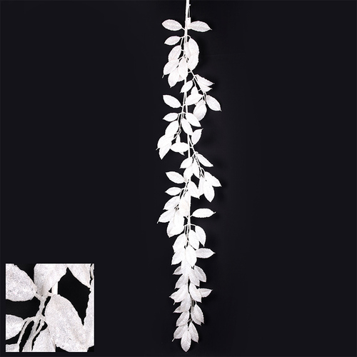 White Glitter Leaf Garland 140cm