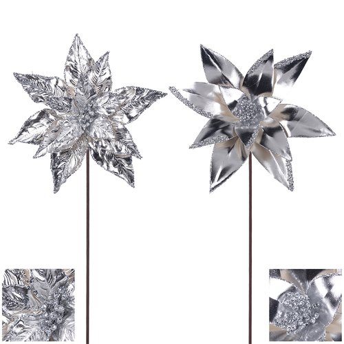 Platinum Silver Poinsettia 30cm