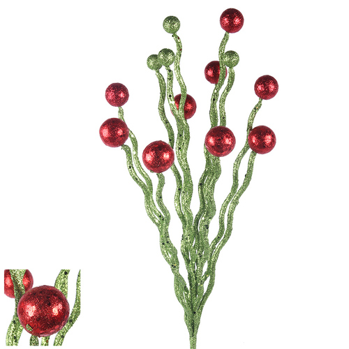 Red & Green Glitter Stem 75cm