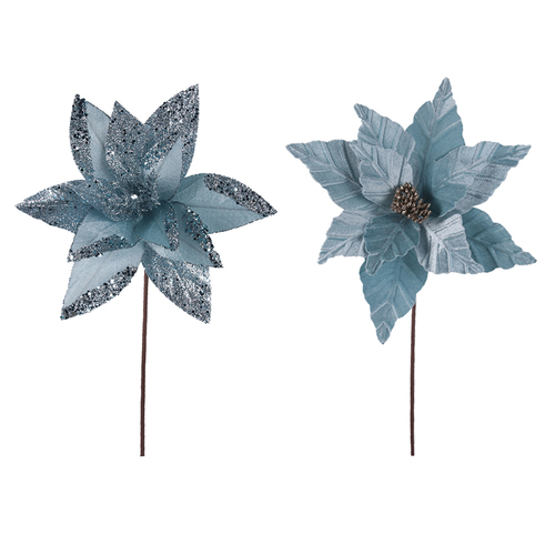 Pale Blue Poinsettia 30cm 1pc 2 Asst