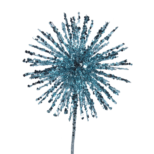 Pale Blue Glitter Starburst Stem 50cm