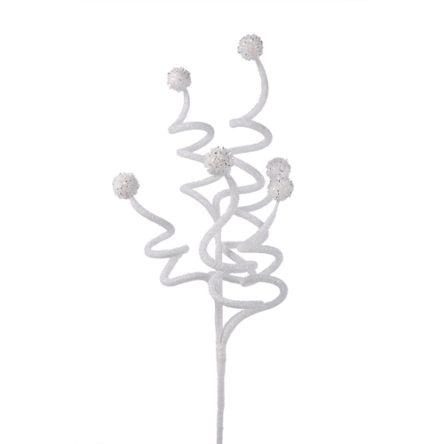 White Glitter Ball Swirl Stem 75cm